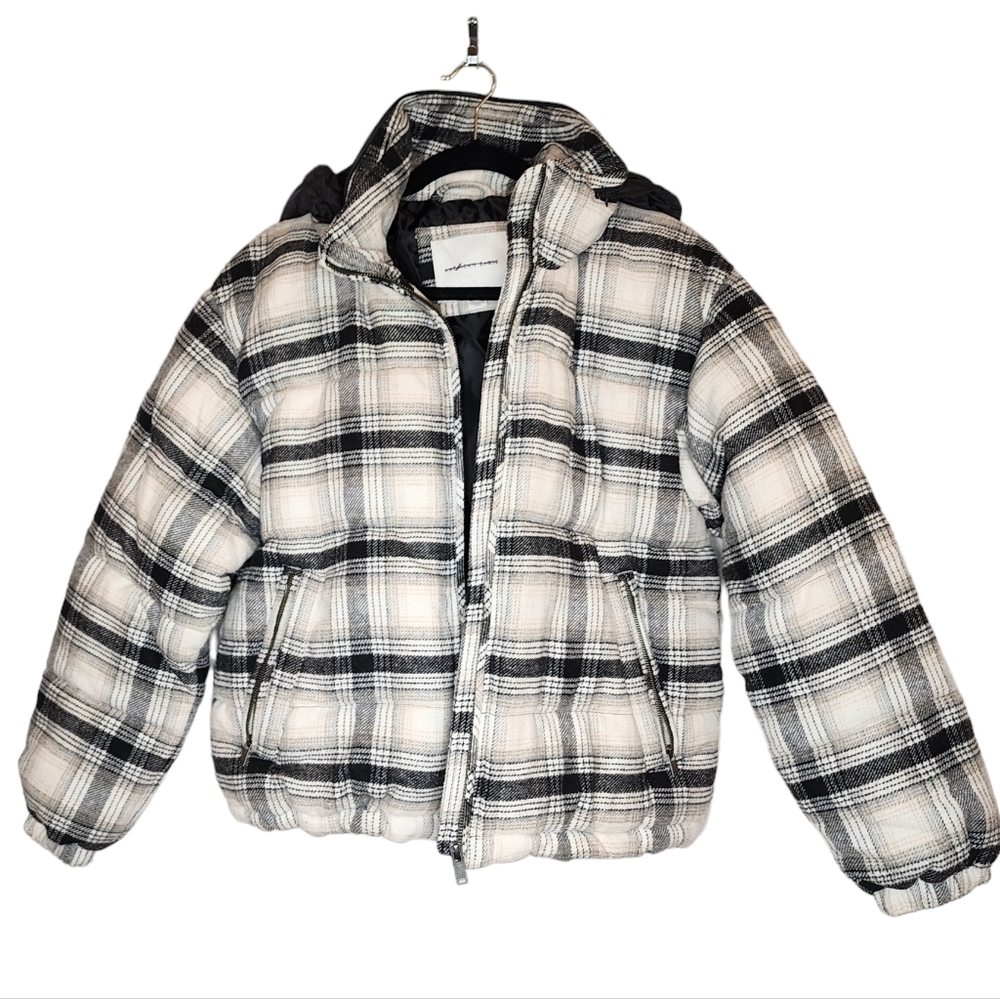American Eagle Wool-blend Black Paid Puffer Coat Women's Size XS Packable-hood